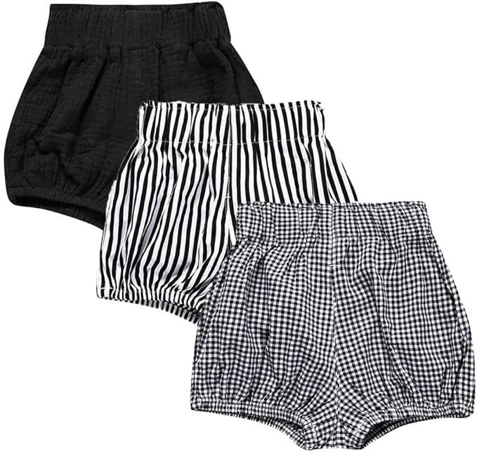 MYGBCPJS Baby Girls Boys 3 Pack Cotton Linen Blend Cute Bloomer Shorts Loose Harem Shorts | Amazon (US)
