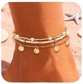 Nanafast Beaded Boho Anklets for Women, Beachy Shell Anklets for Women, Puka Shell & Starfish Cha... | Amazon (US)