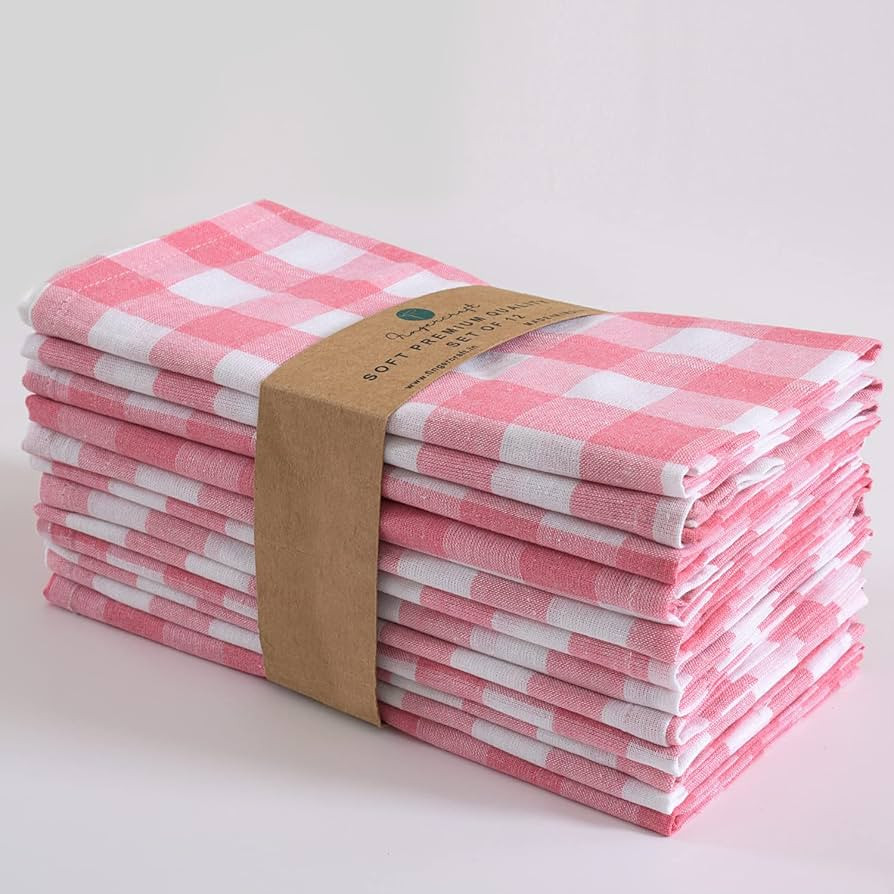 FINGERCRAFT Cloth Napkins, Everyday Use, Premium Quality, Cotton Buffalo Plaid, Set of 12, 20X20 ... | Amazon (US)