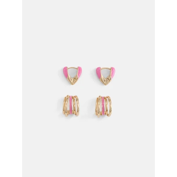 Free Assembly Women's Two Tone Hoop Earrings | Walmart (US)