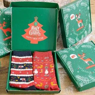 Set of 2: Christmas Print Socks Set of 2 - Christmas Socks - One Size | YesStyle Global