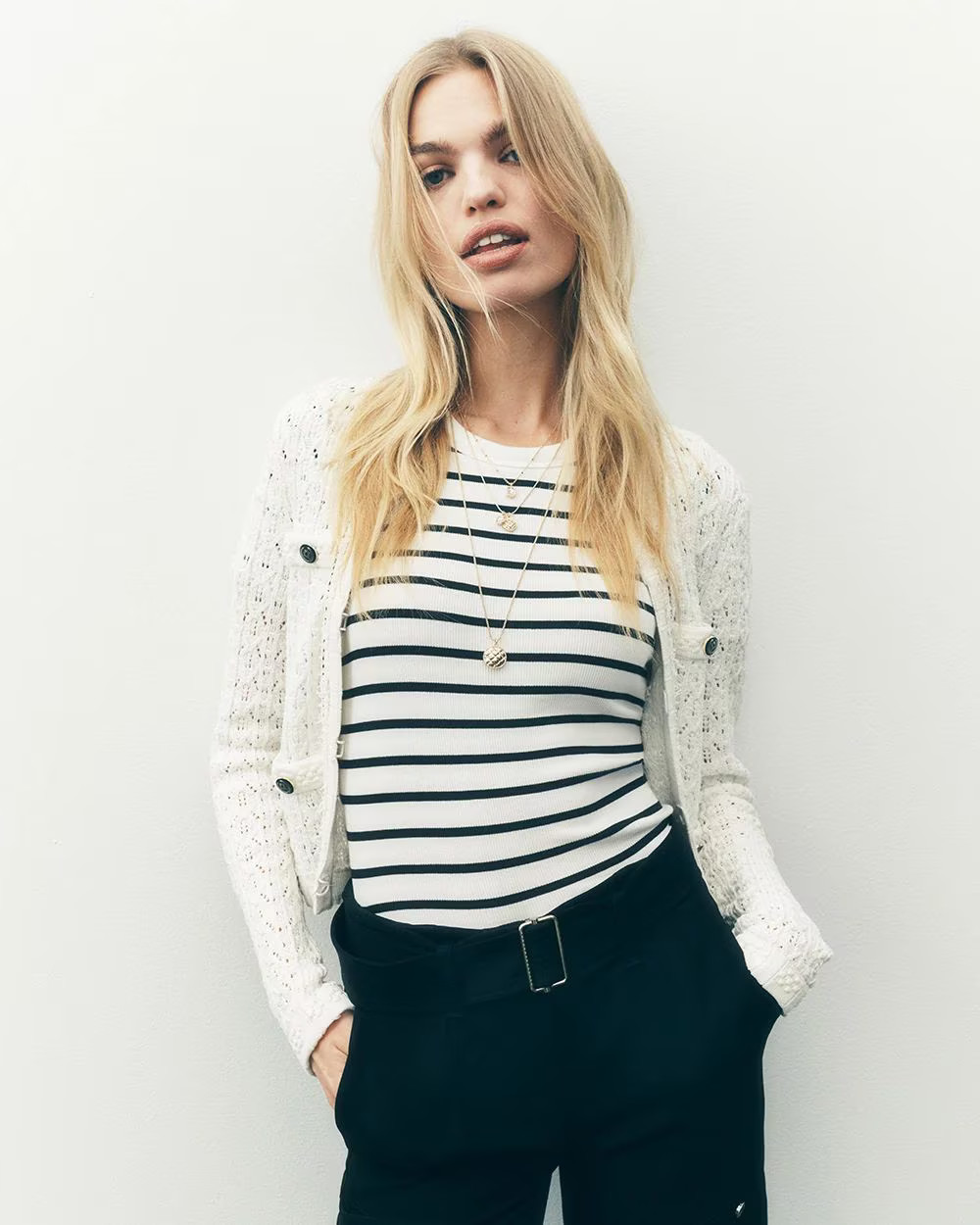 WHBM® FORME Ribbed Stretch Button Shoulder Tee | White House Black Market