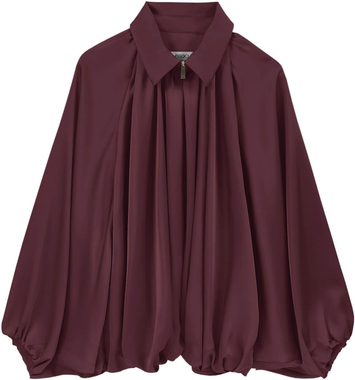 Womens Satin Puffed Bomber Jacket Oversized Batwing Sleeve Pleated Jackets | Amazon (US)