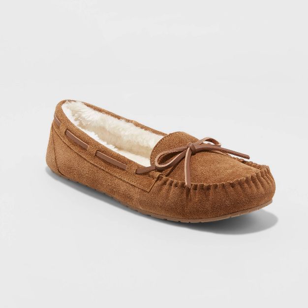 Women's Chaia Genuine Suede Moccasin Leather Slippers - Stars Above™ | Target