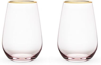 Garden Party: Rose Crystal Stemless Wine Glass Set by Twine, 18 oz (SS-TRU-6164) | Amazon (US)