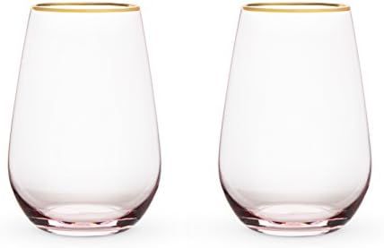 Garden Party: Rose Crystal Stemless Wine Glass Set by Twine, 18 oz (SS-TRU-6164) | Amazon (US)