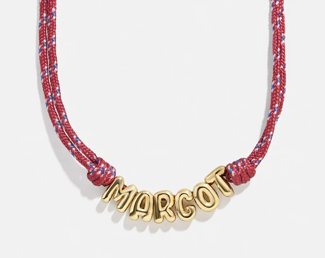 Bubble Letter Custom Paracord Necklace - Red | BaubleBar