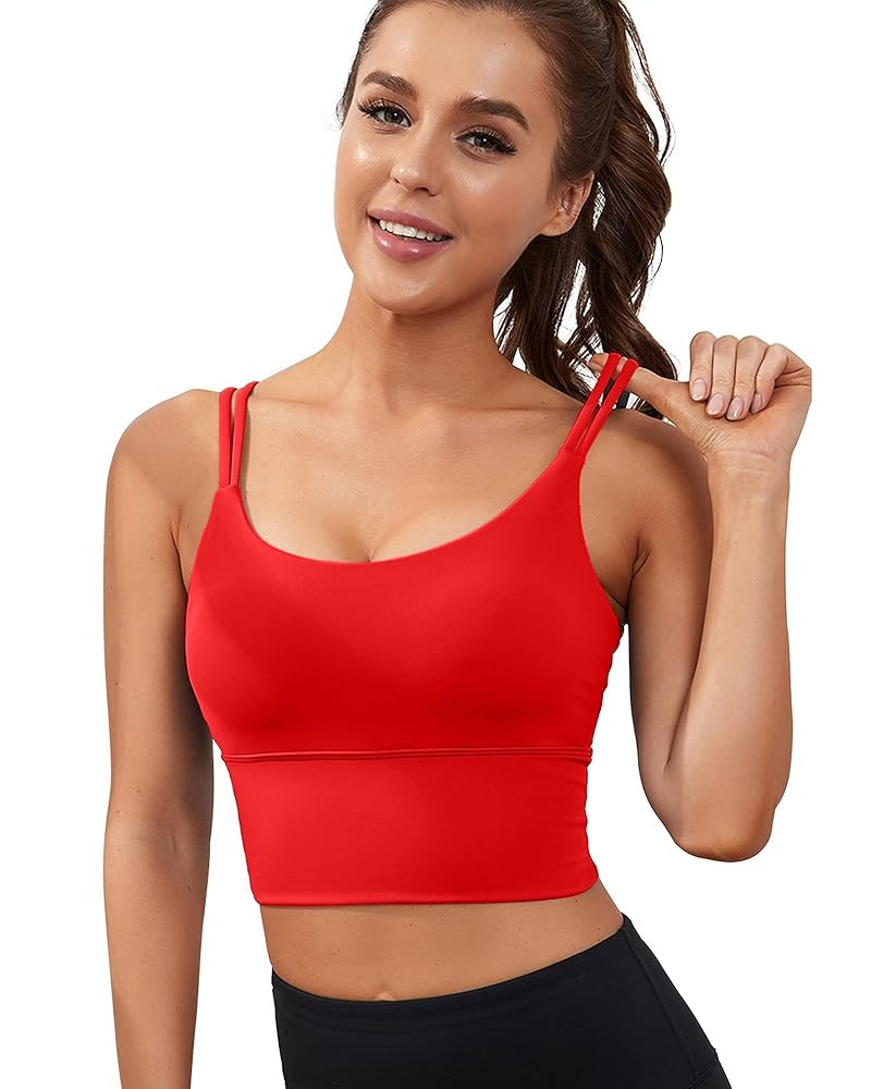 Everrysea Sports Bras for Women High Support Longline Workout Tank Tops Built in Bra Strappy Yoga... | Amazon (UK)