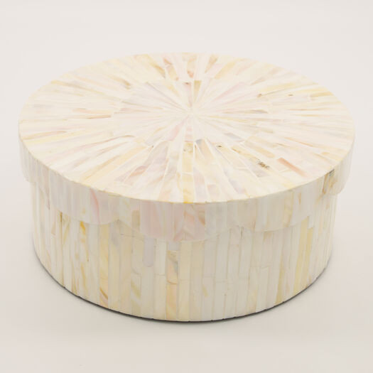 White Scalloped Mother Of Pearl Box 10x25cm | TK Maxx