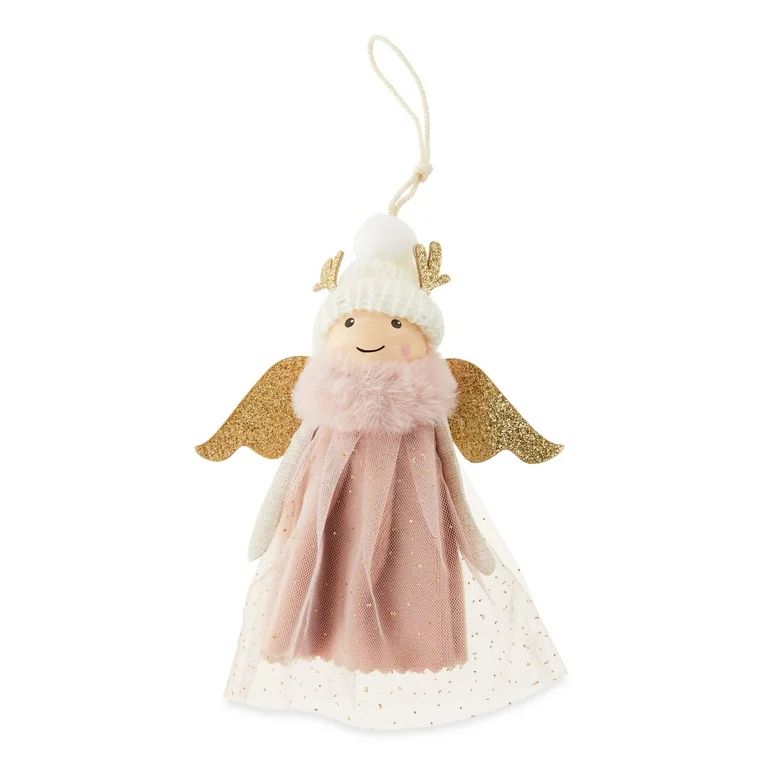Blushful Pink Cute Polyester Angle with Hat Christmas Ornament 1pc, by Holiday Time - Walmart.com | Walmart (US)