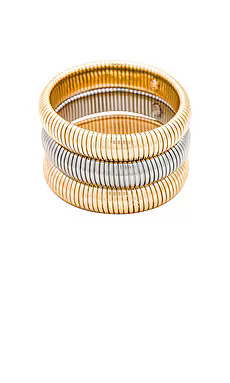 Ettika Flex Snake Chain Stretch Bracelet Set in Mixed Metals from Revolve.com | Revolve Clothing (Global)
