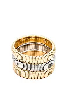 Ettika Golden Hour Stretch Bracelet Set in Mixed Metals from Revolve.com | Revolve Clothing (Global)