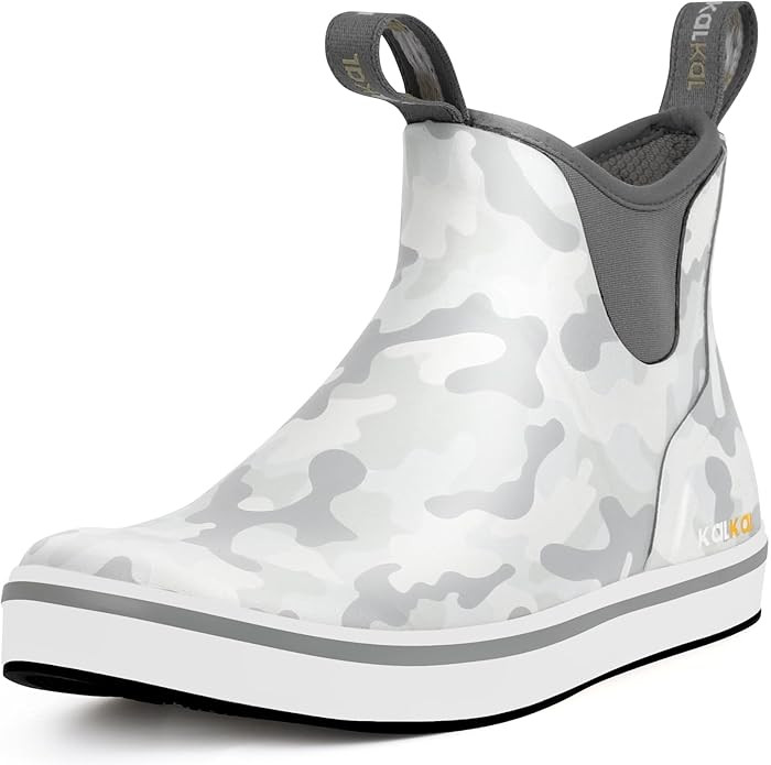 Kalkal Men's Deck Boots Anti-Slip Saltwater Fishing Rain Boots with Memory Foam, Waterproof Rubbe... | Amazon (US)