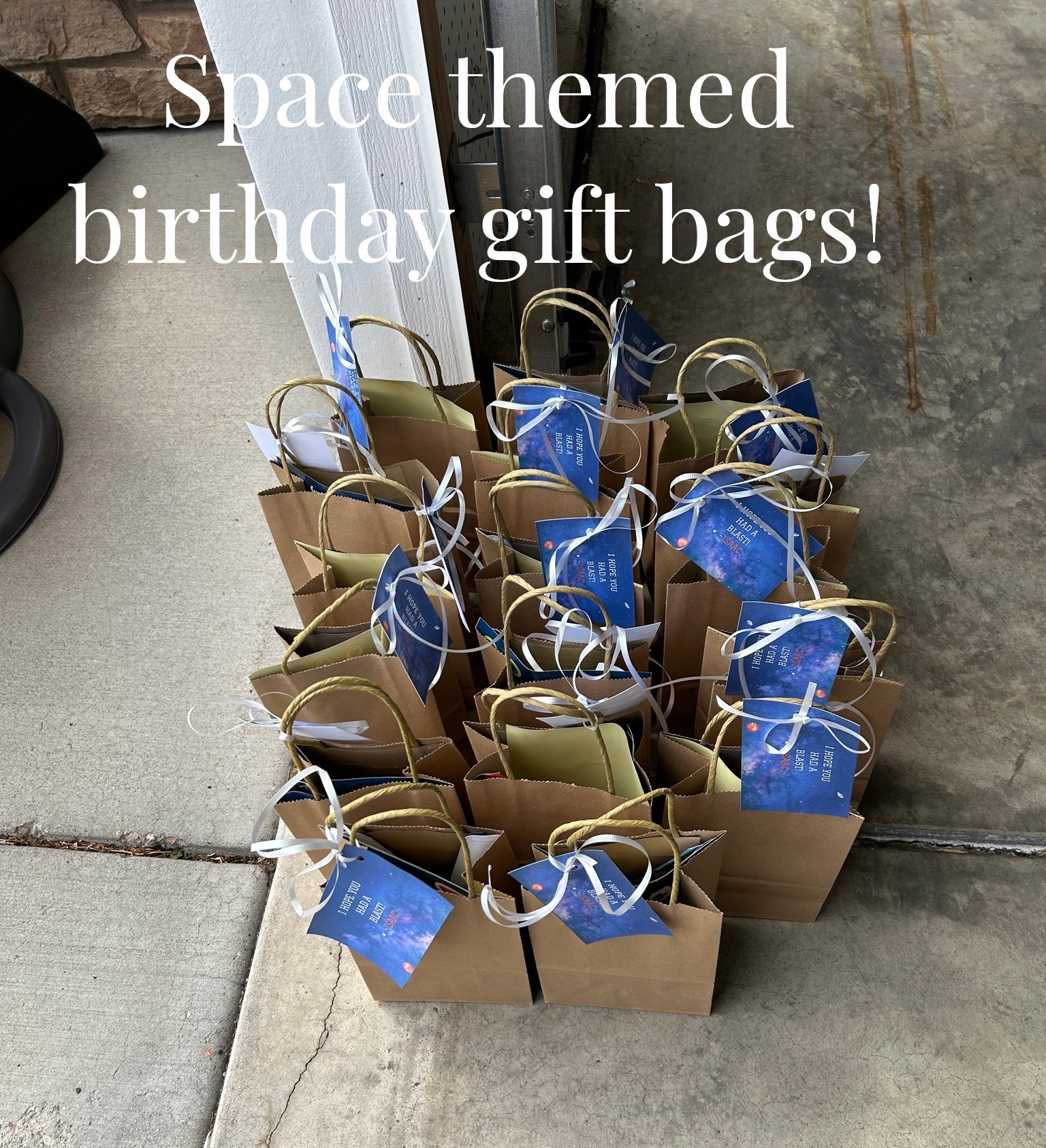 Everything in my toddlers space themed party favor bags! 
I bought a large bag of Hershey’s kisses and put the space stickers on the bottom of each 1.

Party favors, gift bags, kids birthday party, toddler birthday, party idea

#LTKmomlife #LTKKids