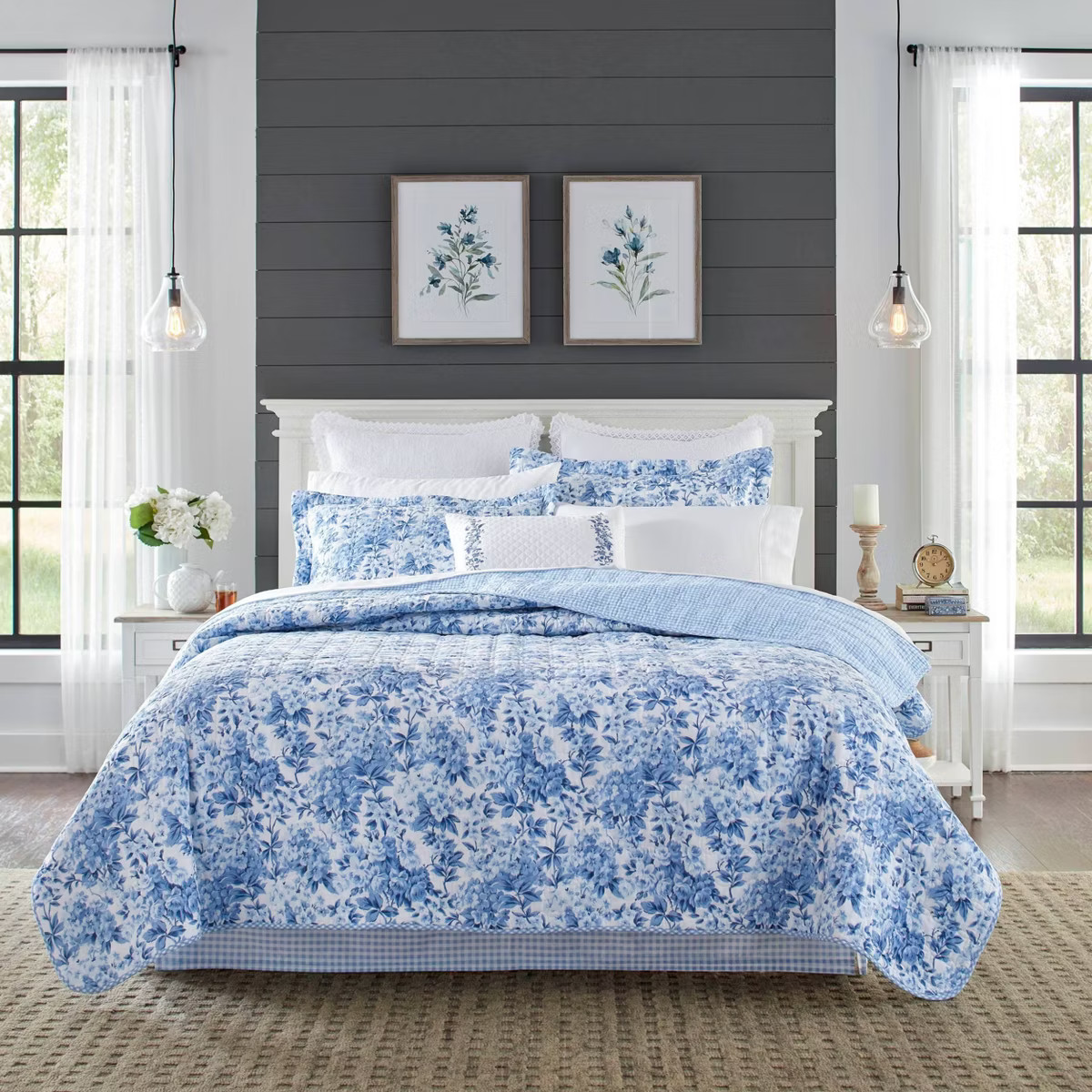 Brighton Cotton Quilt & Sham Set Blue - Laura Ashley | Target