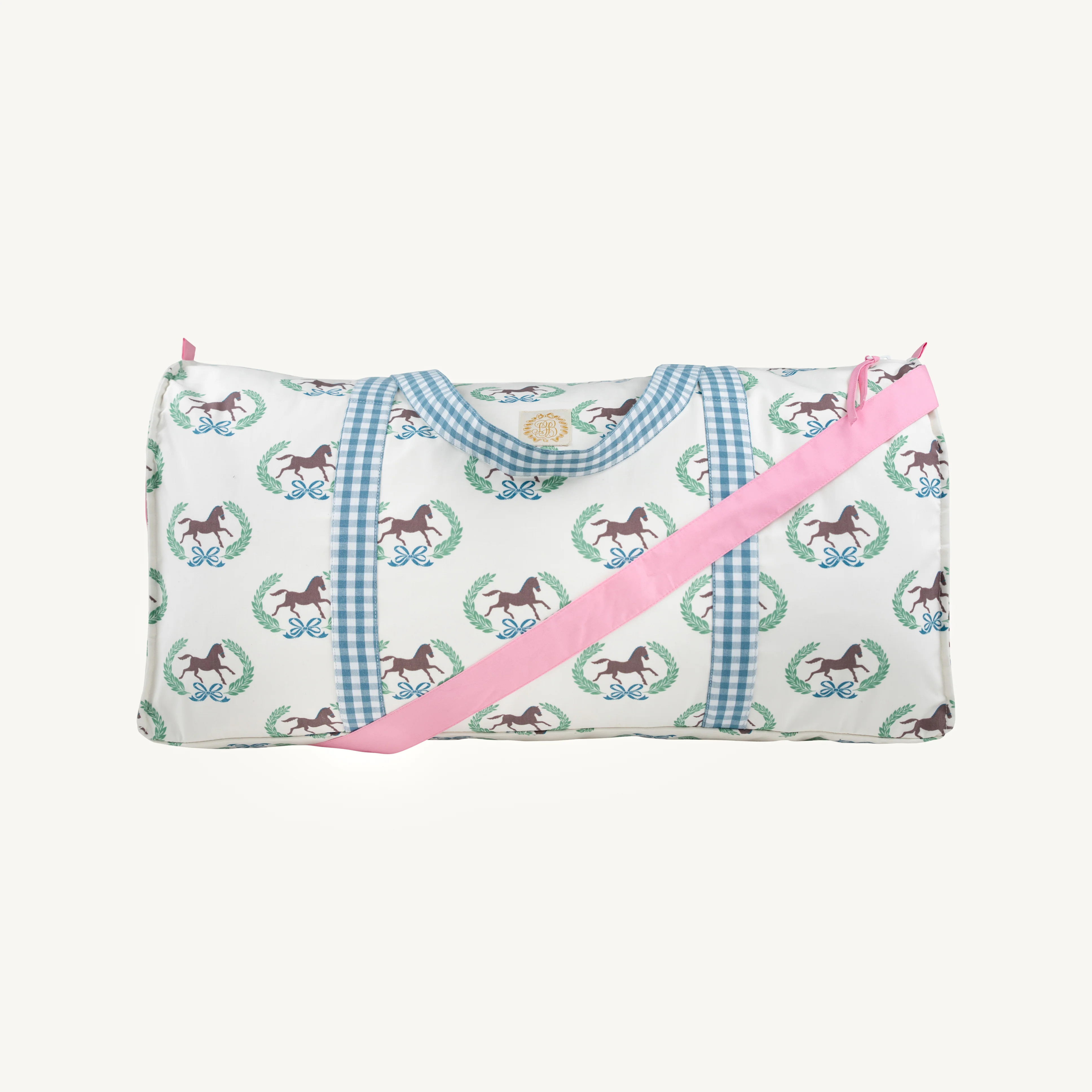 Logan's Long Weekend Bag - Highland Horses with Barnsley Blue Gingham | The Beaufort Bonnet Company