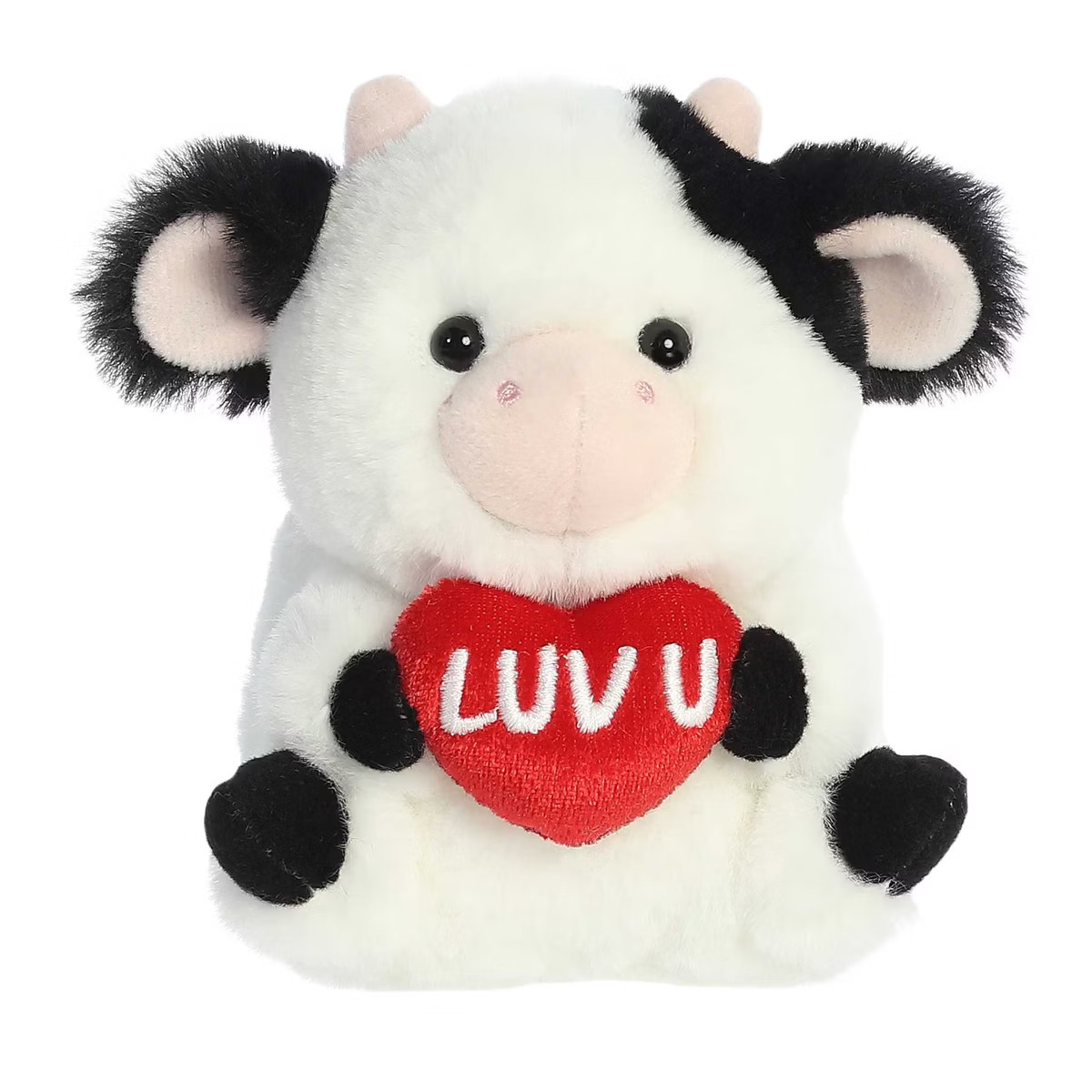 Aurora Mini Luv U Cow Rolly Pet Round Stuffed Animal White 5" | Target