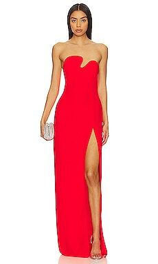 Amanda Uprichard X REVOLVE Strapless Puzzle Gown in Crimson from Revolve.com | Revolve Clothing (Global)