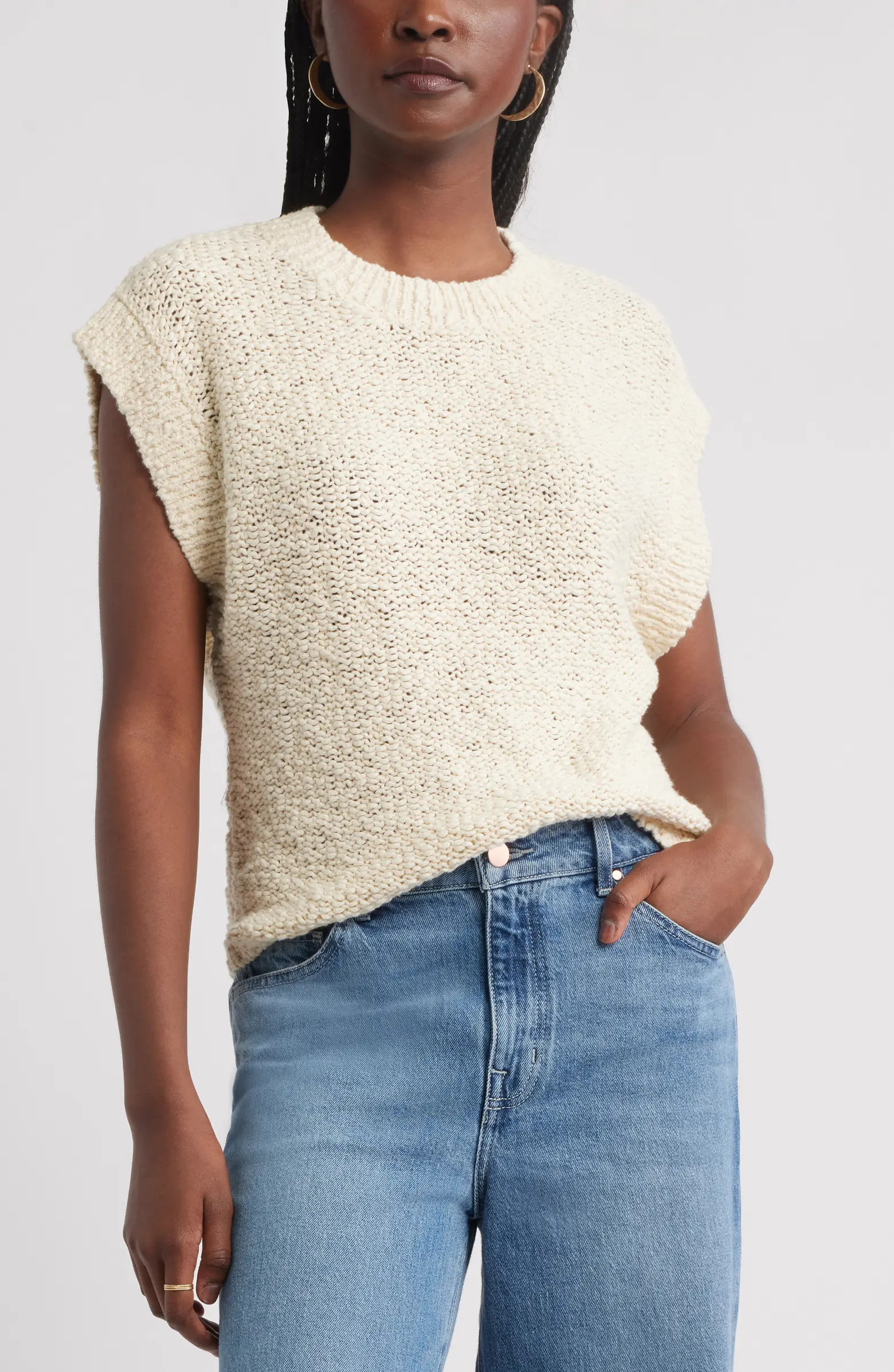Treasure & Bond Slub Cotton Cap Sleeve Sweater | Nordstrom | Nordstrom