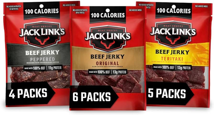 Jack Link's Beef Jerky Variety Pack, Includes Original, Teriyaki, and Peppered Beef Jerky, Great ... | Amazon (US)