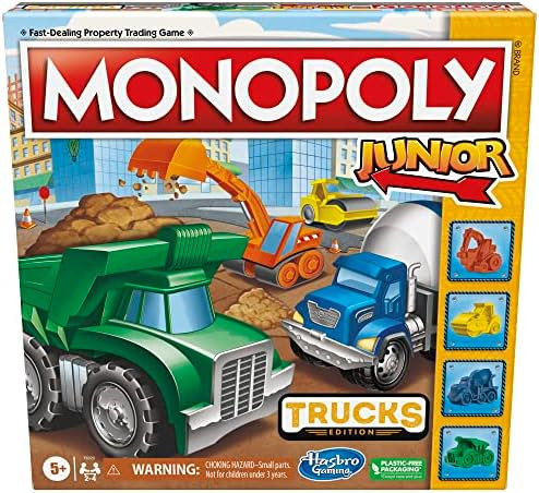 Monopoly Junior Trucks Edition Board Game for Kids Ages 5+, 2-4 Player Kids Games (Amazon Exclusi... | Amazon (US)