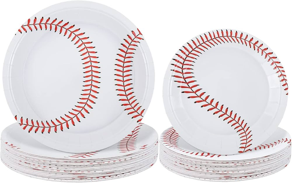 durony 60 Pack Baseball Plates 9 Inch and 7 Inch Round Baseball Themed Paper Plates Baseball Dinn... | Amazon (US)