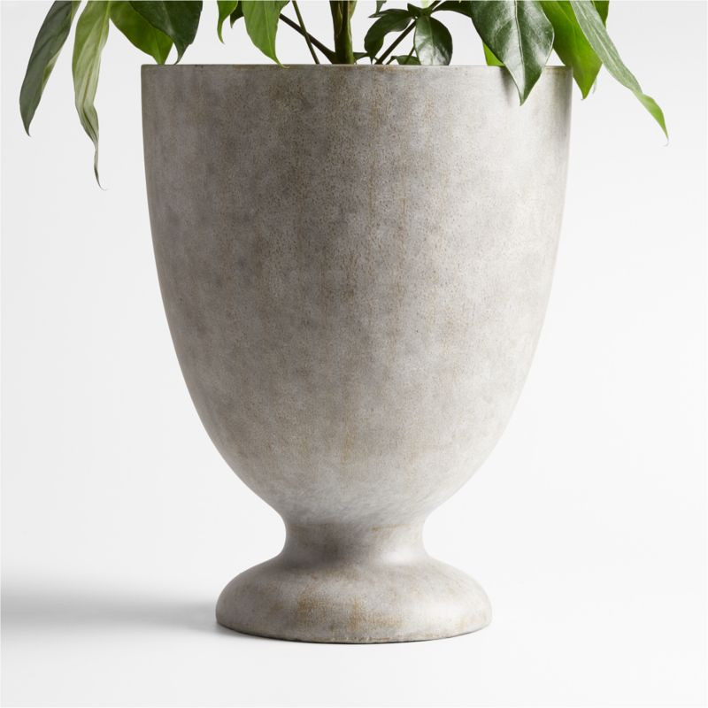 Jo Tall Grey Outdoor Fiberstone Pedestal Planter + Reviews | Crate & Barrel | Crate & Barrel
