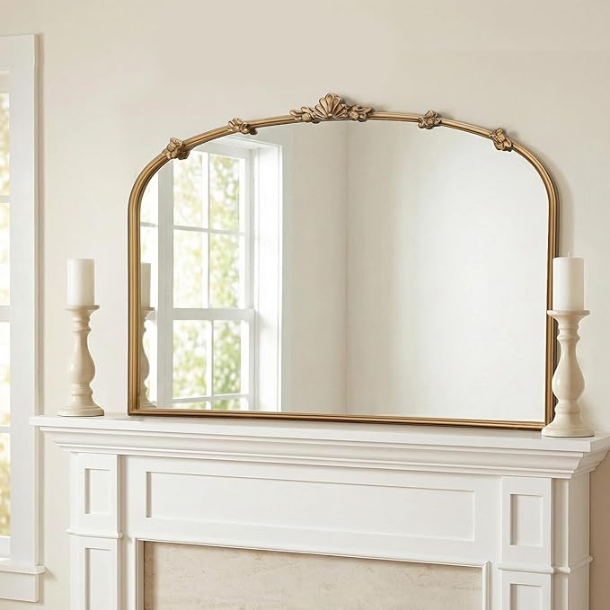 Besdomus Large Vintage Gold Mirror: 40"x29" Traditional Ornate Antique Arched Mirror - French Bar... | Amazon (US)