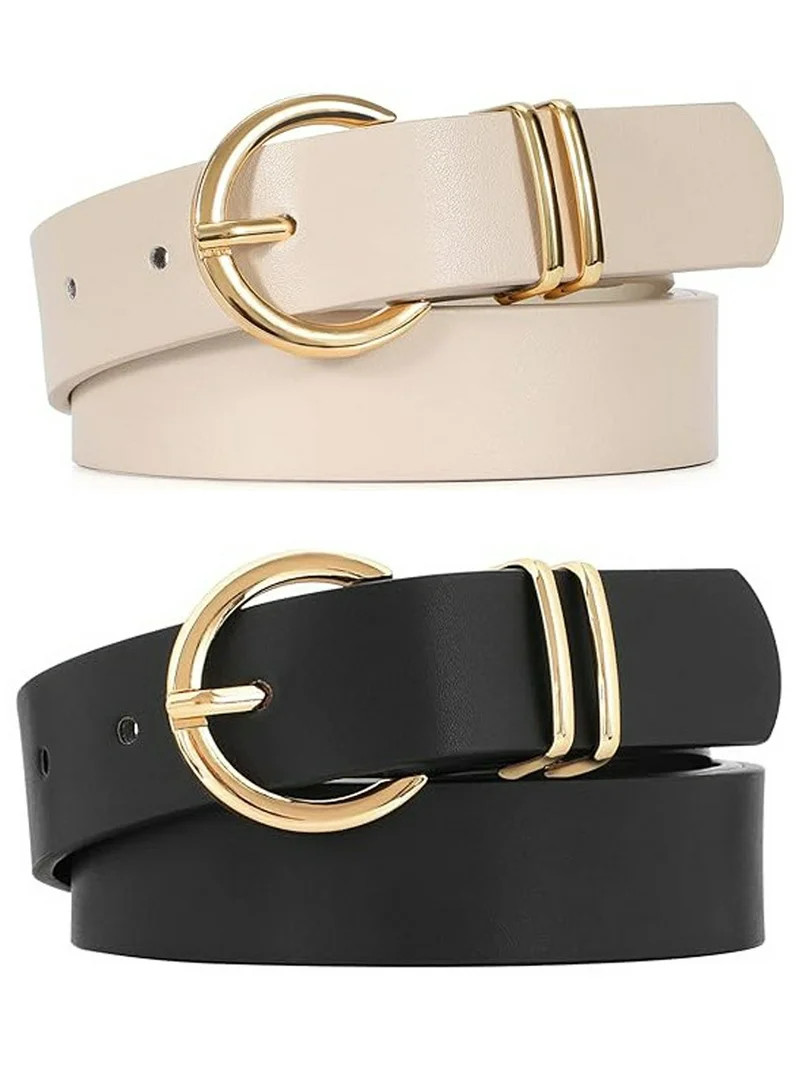 SENDEFN 2 Pack Women Leather Belts with Pin Buckle Waist Belt for Jeans Pants Dresses | Walmart (US)