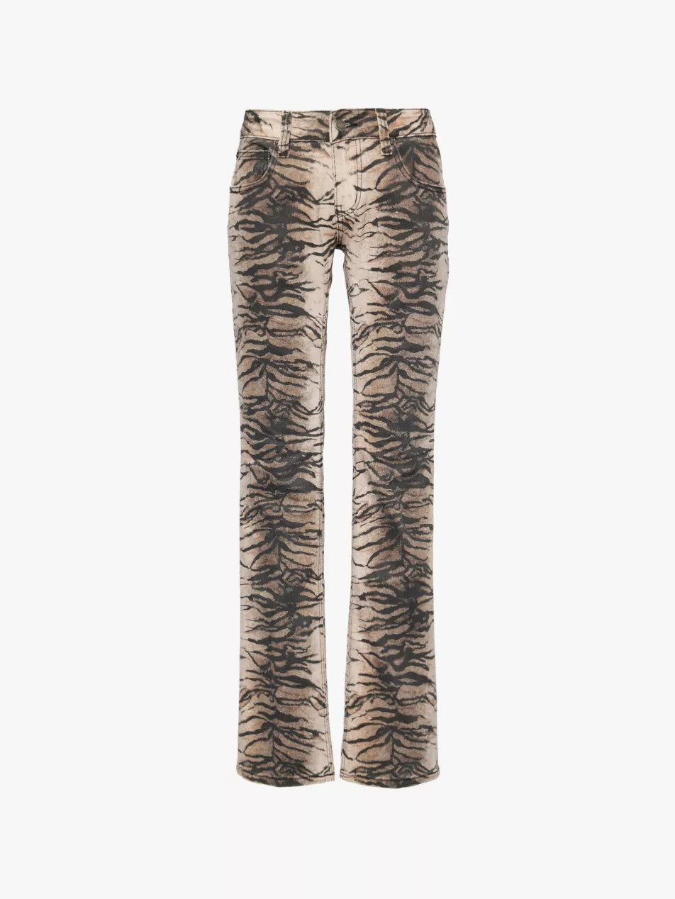 Cooper animal-print straight-leg low-rise stretch-denim jeans | Selfridges