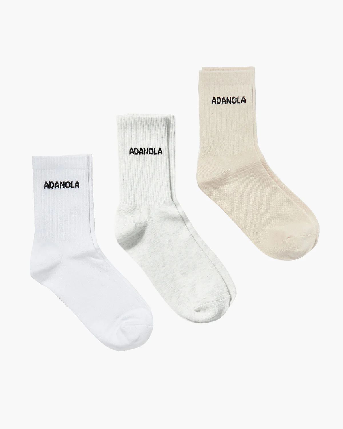 3 Pack Socks - White, Cream, Light Grey Melange | Adanola UK