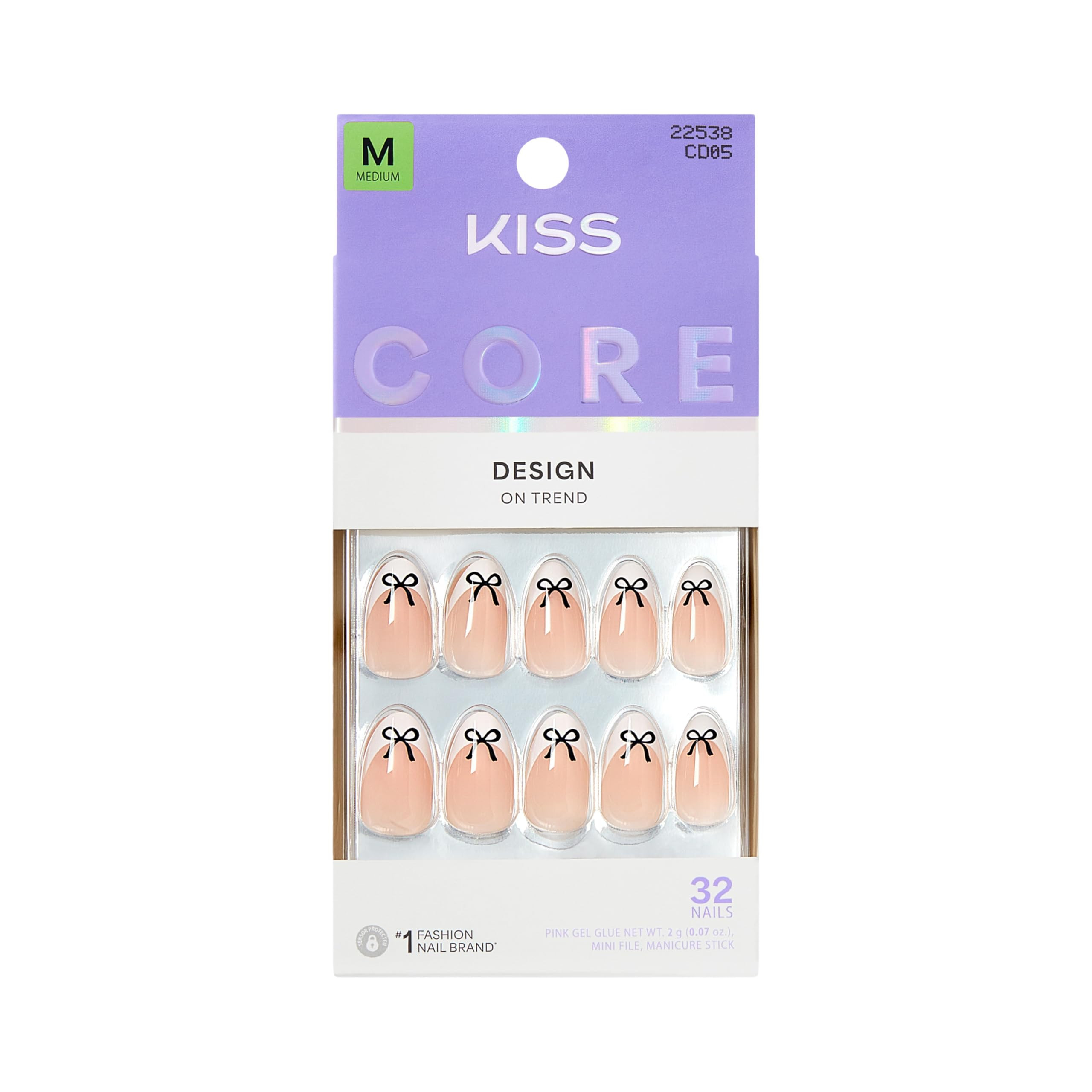 KISS CORE, Press On Nails, Nail glue included, 'Our Moment', Beige, Medium Size, Almond Shape, In... | Amazon (US)