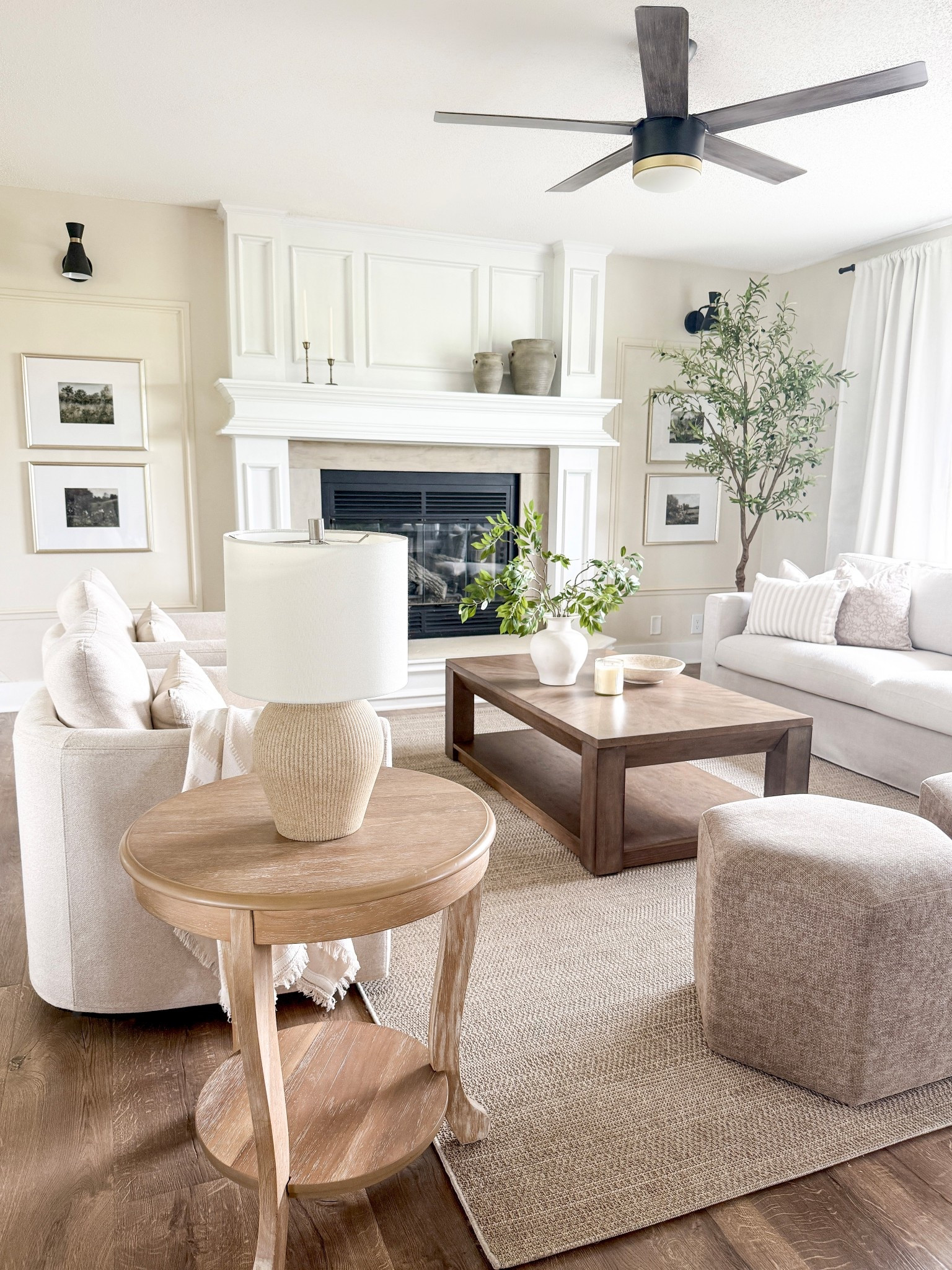 Classic cozy and elegant living room inspo, sofa, couch, accent chair, living room, chair, coffee table, and table, side table, ottoman, home decor, table, decor, wall decor, wall frame, ceiling, fan

#LTKHome #LTKSaleAlert