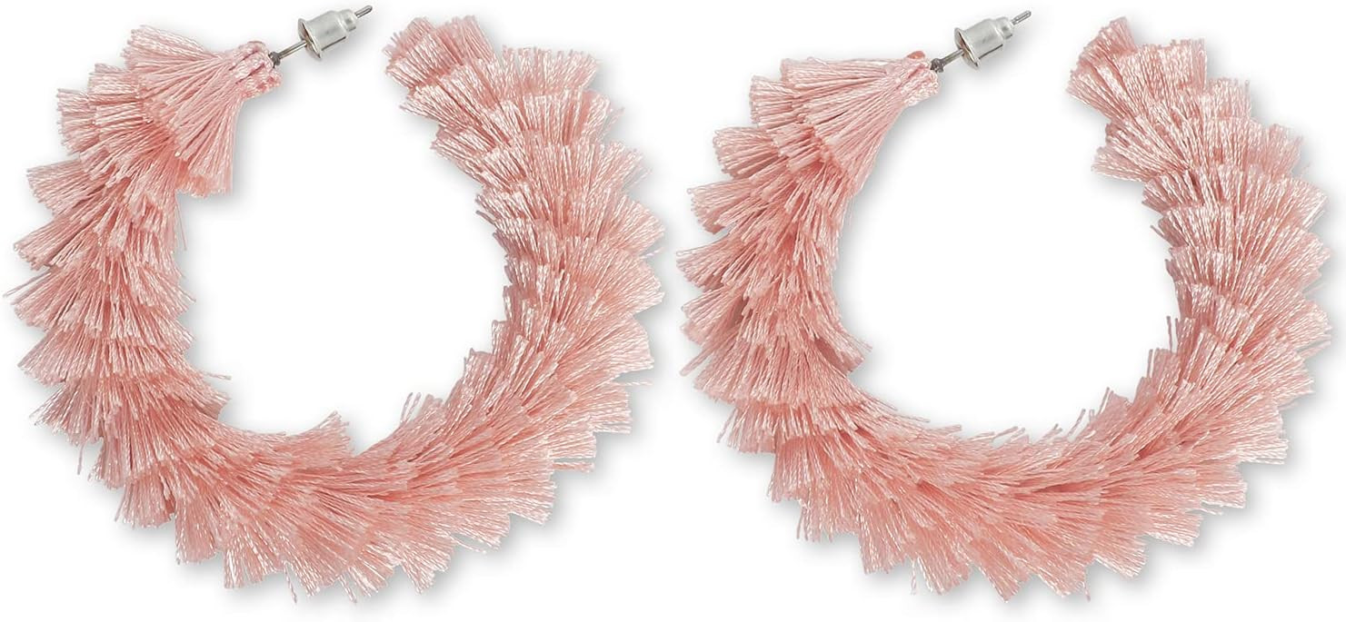 COIRIS Women's Fashion Boho Soft Tassel Wrapped Hoop Earrings | Amazon (US)