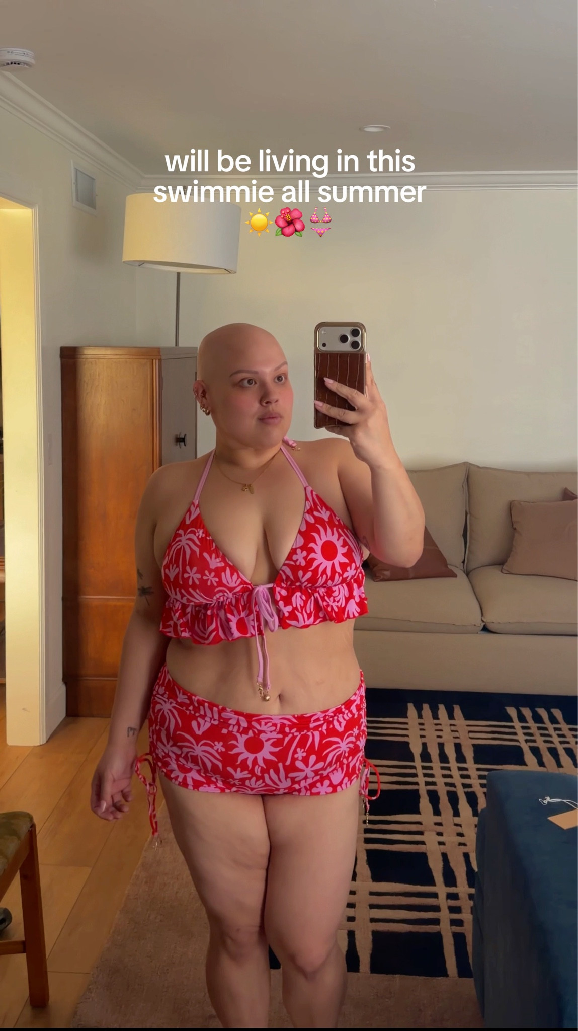 wearing an XL in the top and bottom BUT I do think they run kinda big so size down 👙🌺 

plus size swimsuit, summer 2026 outfits, popflex try on, apron belly friendly, swim shorts, size inclusive tankini 

#LTKTravel #LTKSwim #LTKPlusSize