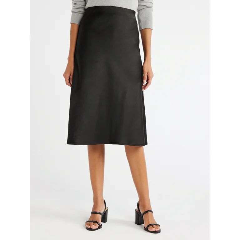 Free Assembly Women's Satin Slip Midi Skirt, Sizes XS-XXXL | Walmart (US)