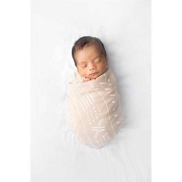 loulou Lollipop Muslin Swaddle - Almond Mudcloth | Indigo (CA)