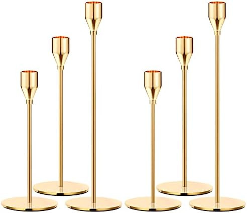 Oatnauxil Metal Gold Taper Candle Holder for Wedding, Dinning, Party, Fits 3/4 inch Thick Candle&... | Amazon (US)