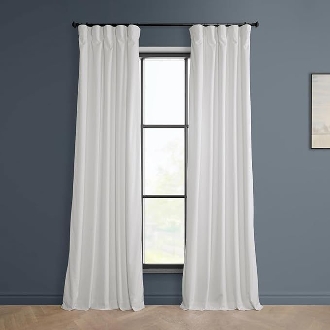 HPD Half Price Drapes VPYC-161201-96 Plush Velvet Curtain (1 Panel), 50 X 96, Pillow White | Amazon (US)