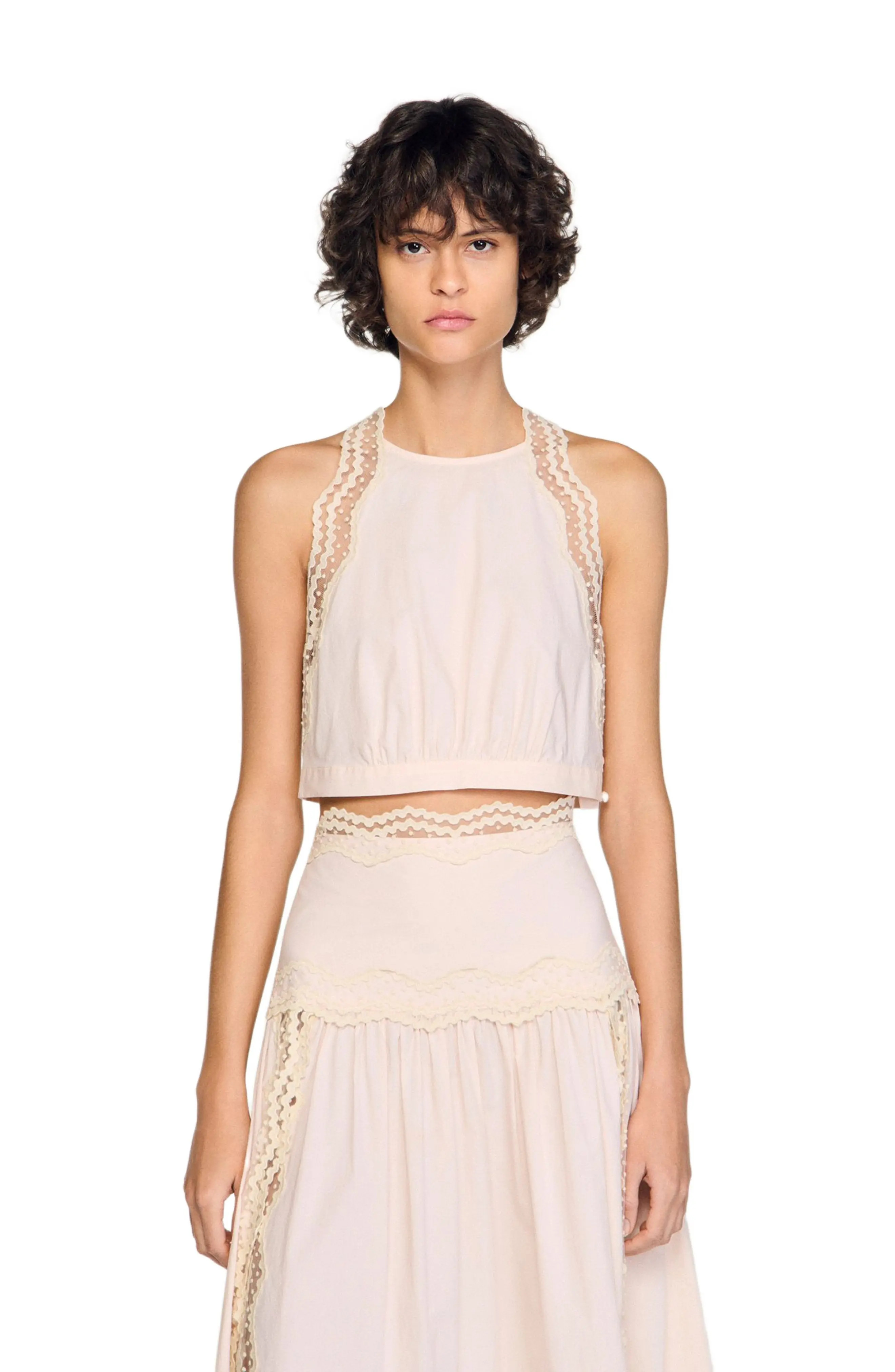 Cotton crop top with lace trim (Women) | Nordstrom | Nordstrom