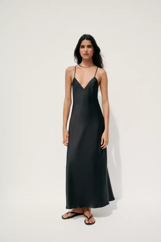 SATIN MIDI DRESS WITH STRAPPY BACK | Zara US