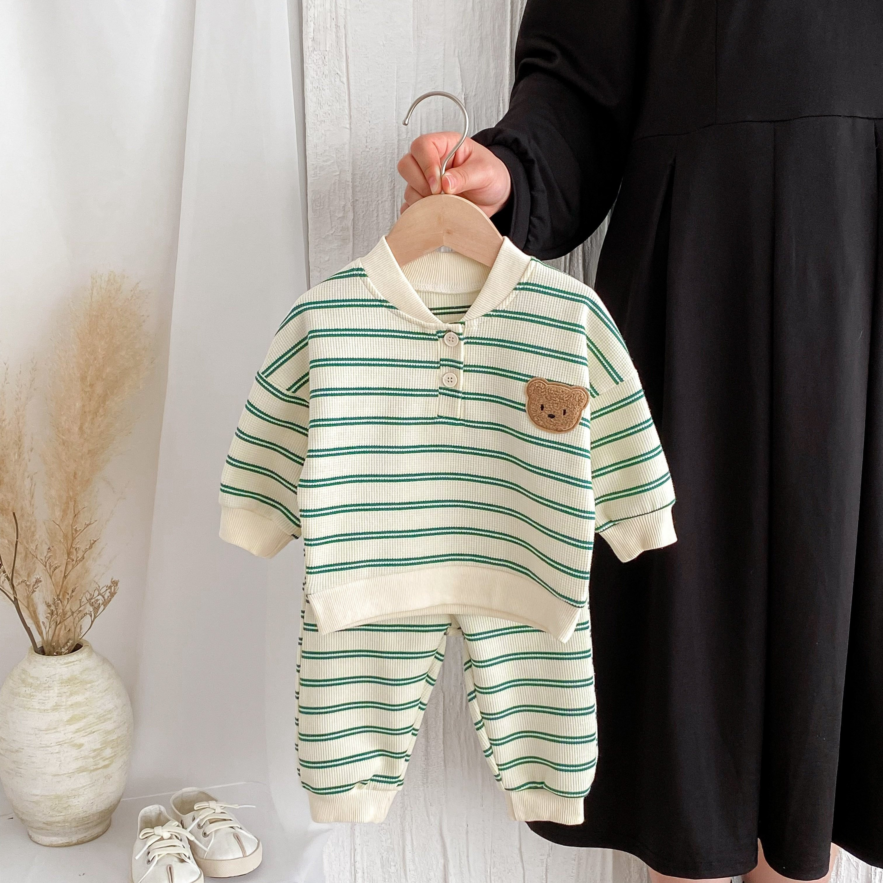Cozy Striped Bear themed Toddlers Long Sleeve Pullover Pants - Temu | Temu Affiliate Program