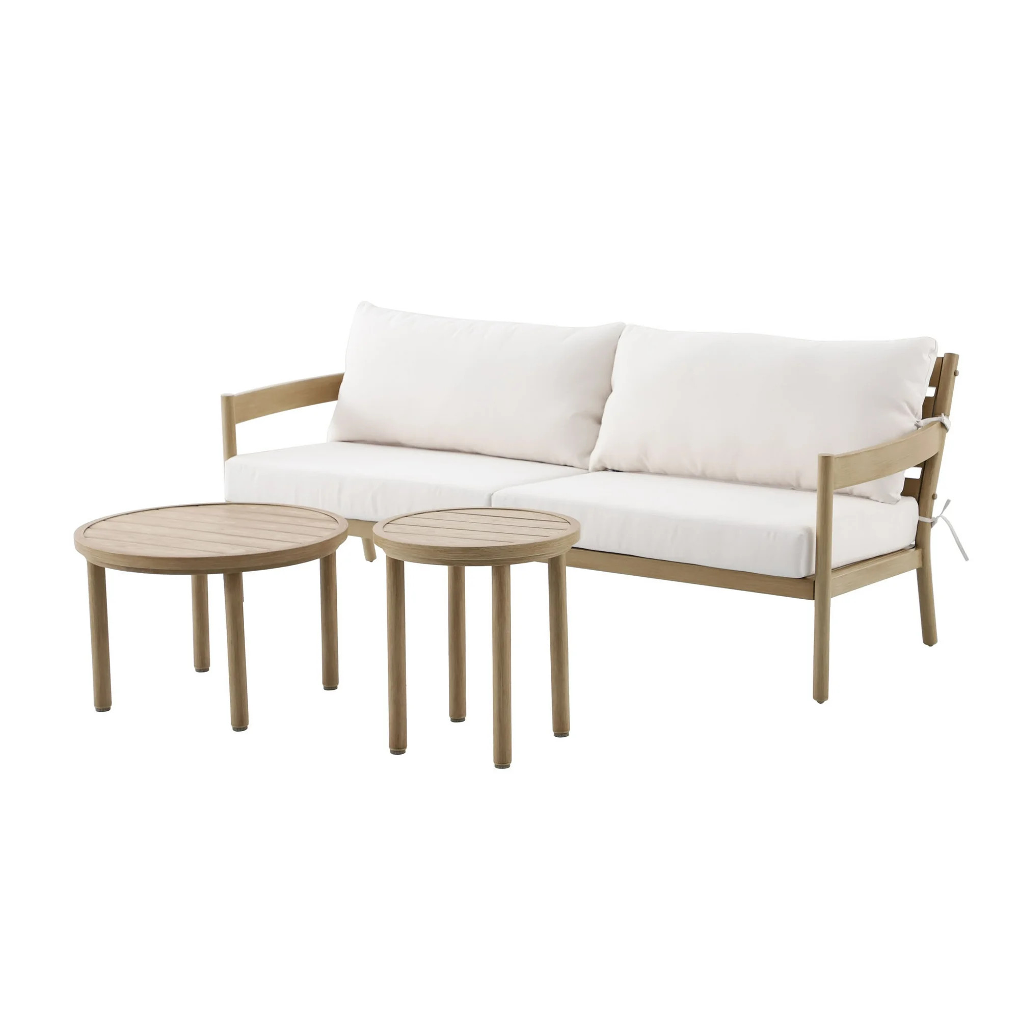Better Homes & Gardens Astrid 3-Piece Steel Outdoor Sofa & Table Set, Cream - Walmart.com | Walmart (US)