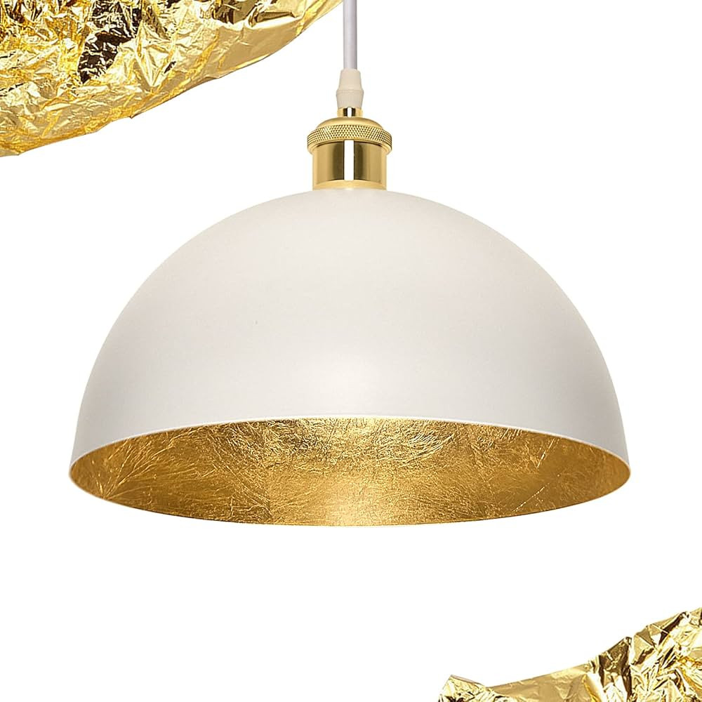 White and Gold Leaf Pendant Light, Vintage Ceiling Hanging Light Fixture, Farmhouse Adjustable Me... | Amazon (US)