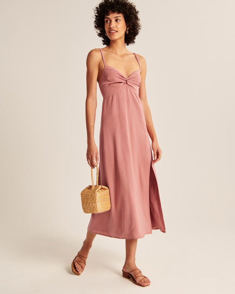 Women's Twist-Front Midi Dress | Women's The A&F Getaway Shop | Abercrombie.com | Abercrombie & Fitch (US)