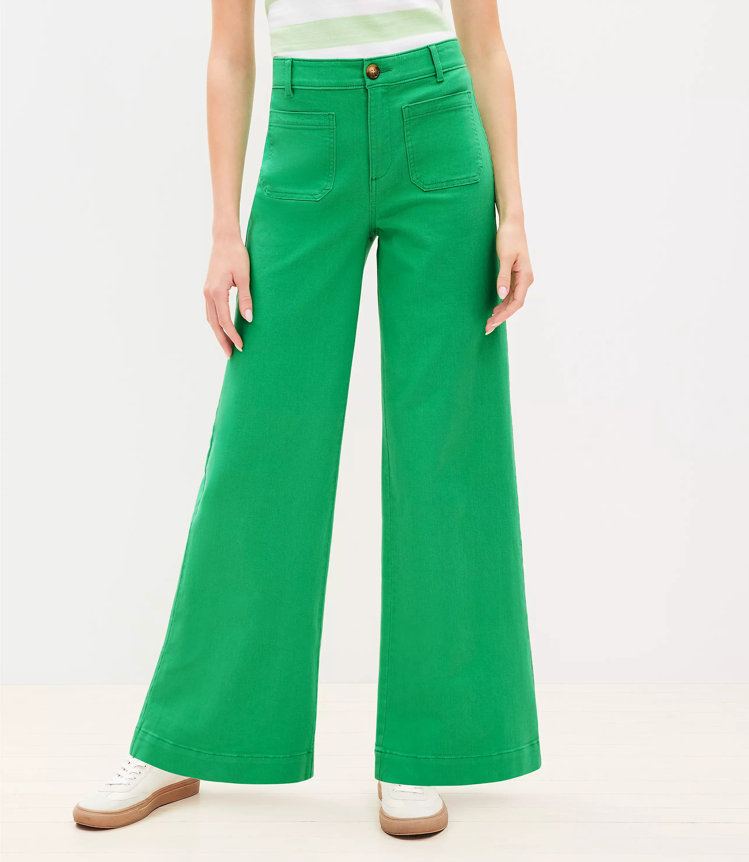 Palmer Wide Leg Pants in Twill | LOFT