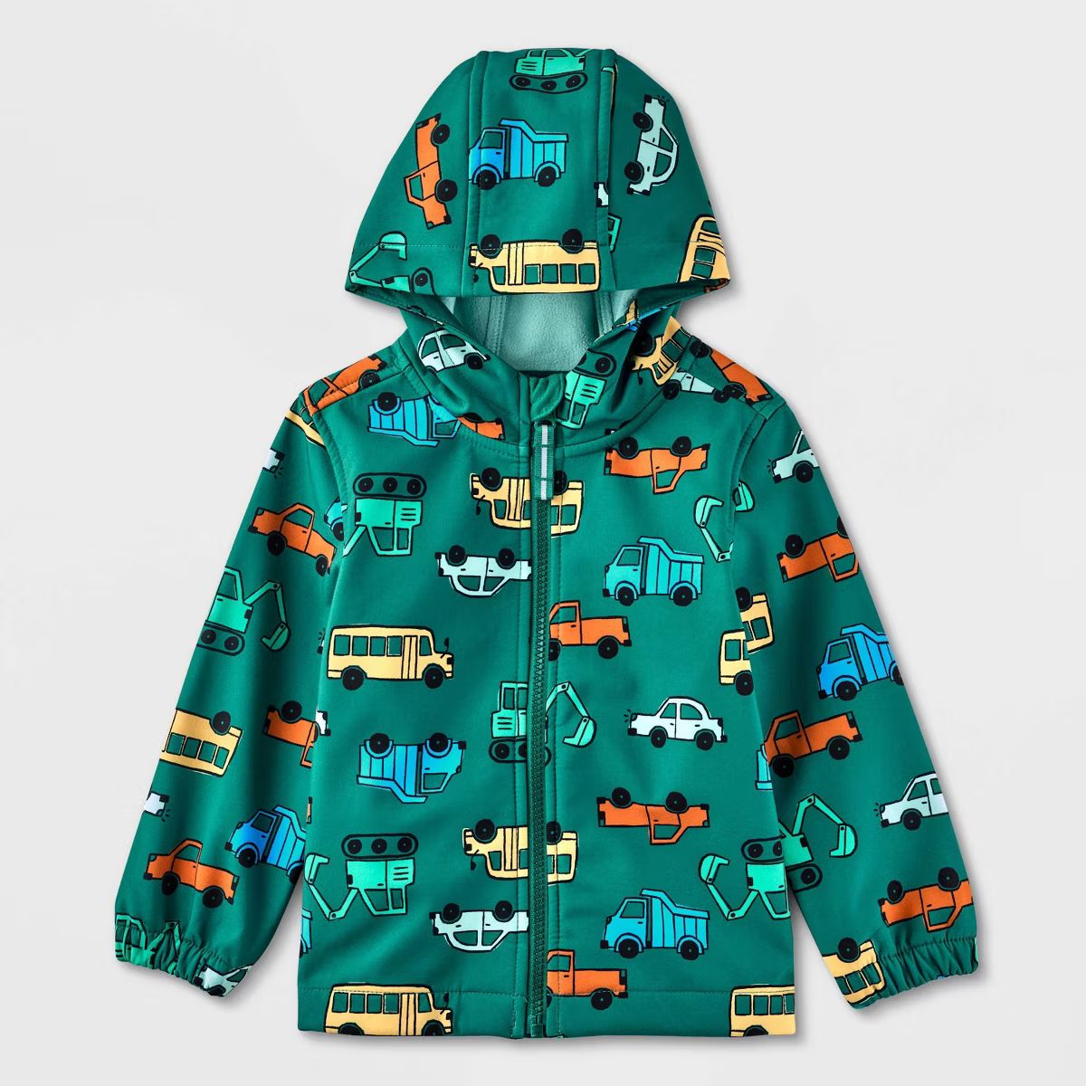 Toddler Boys' Vehicle Printed Softshell Jacket - Cat & Jack™ Dark Green | Target