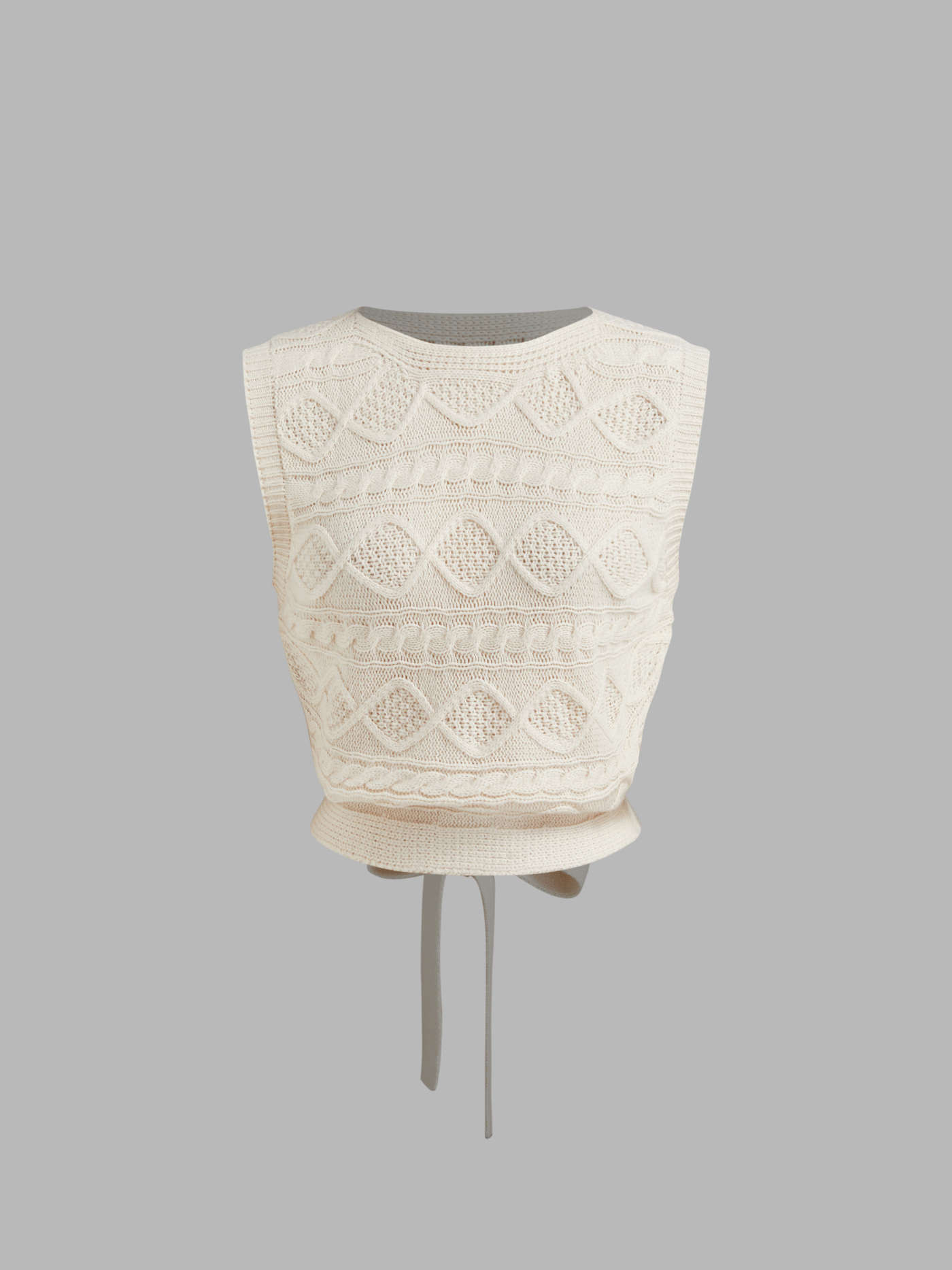 Knit Fabric Cable Knit Bowknot Tie Back Oversized Vest For Vacation | Cider