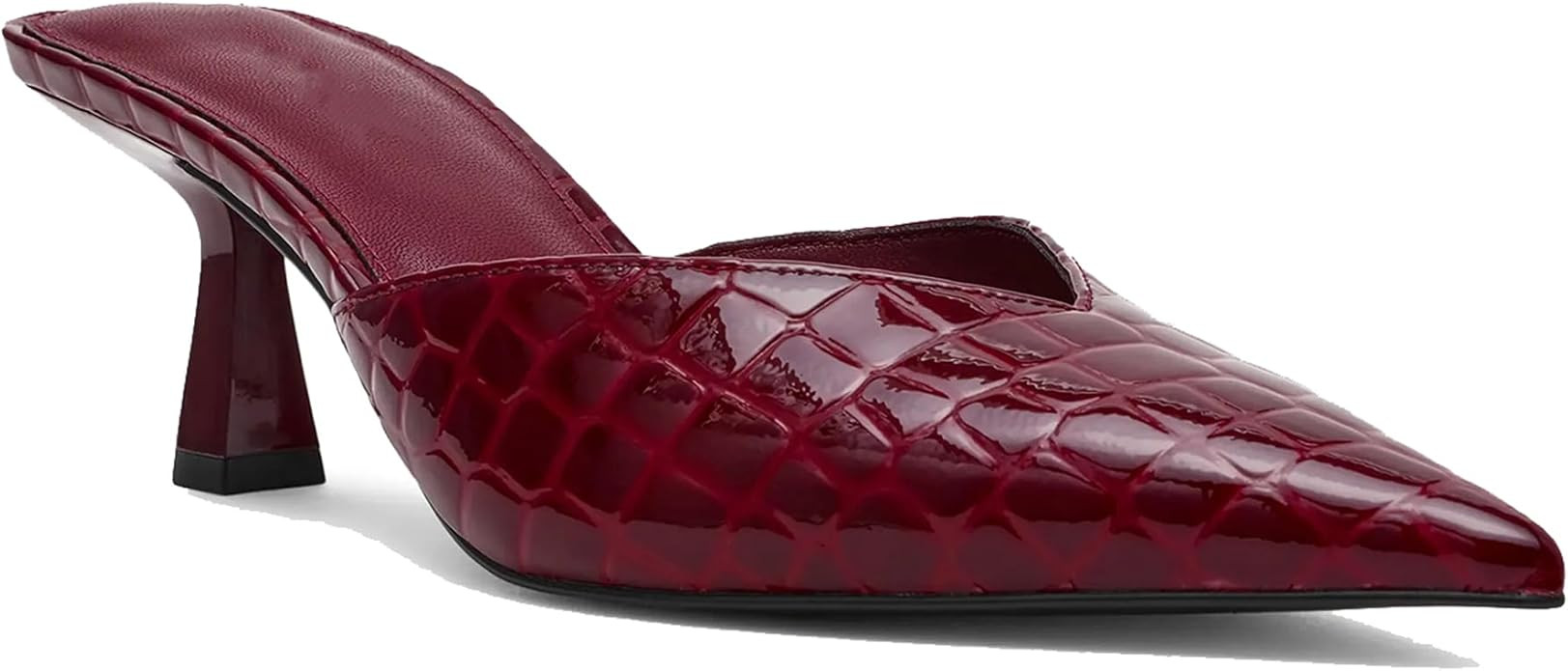 Pointed Toe Mules for Women Suede Slip On Kitten Heels Pumps with Stitching Flame Design Backless... | Amazon (US)