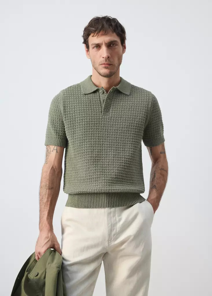 Waffle-knit polo | Mango (US/MX/AU)